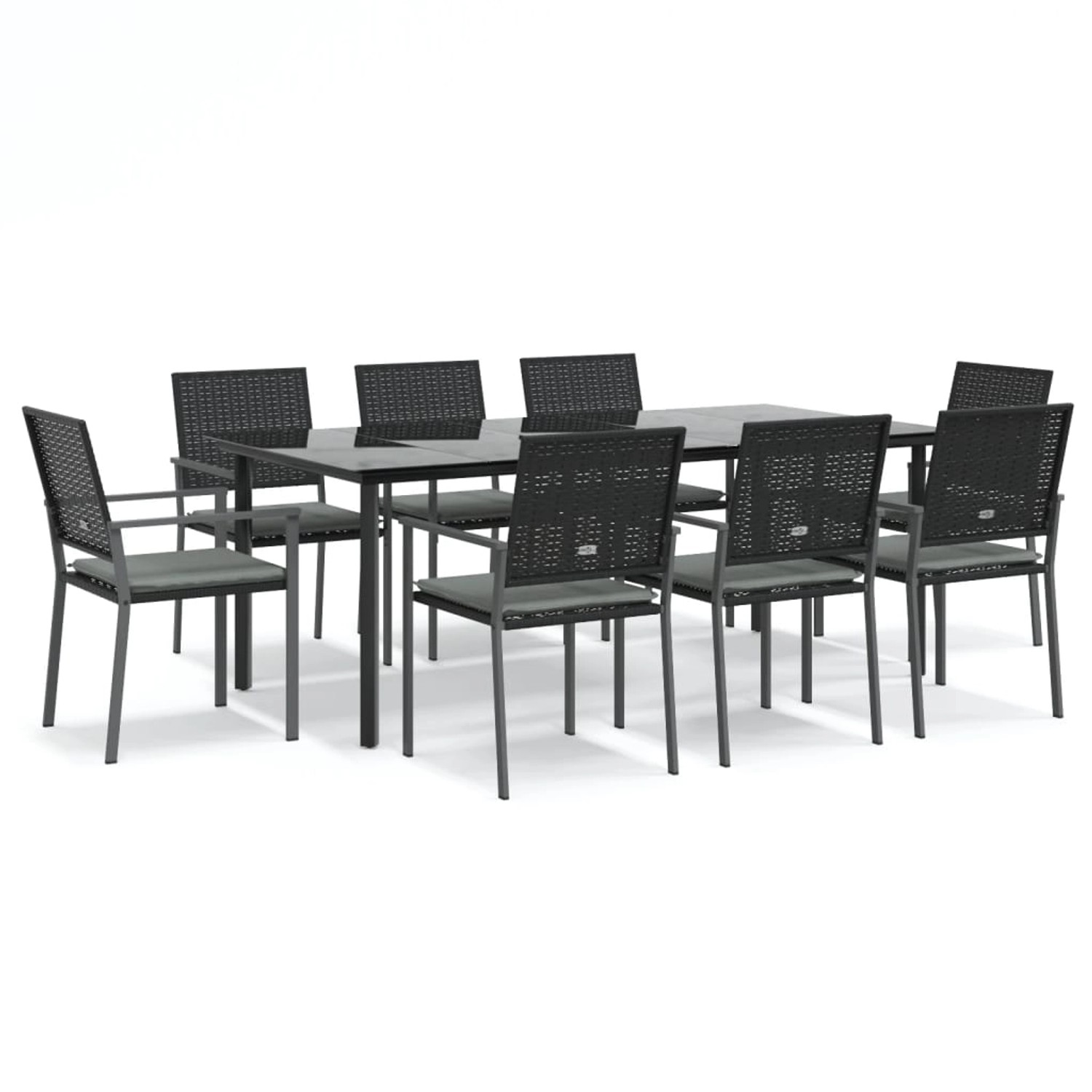 vidaXL 9-Tlg Garten-Essgruppe mit Kissen Poly Rattan und Stahl 3187030 günstig online kaufen
