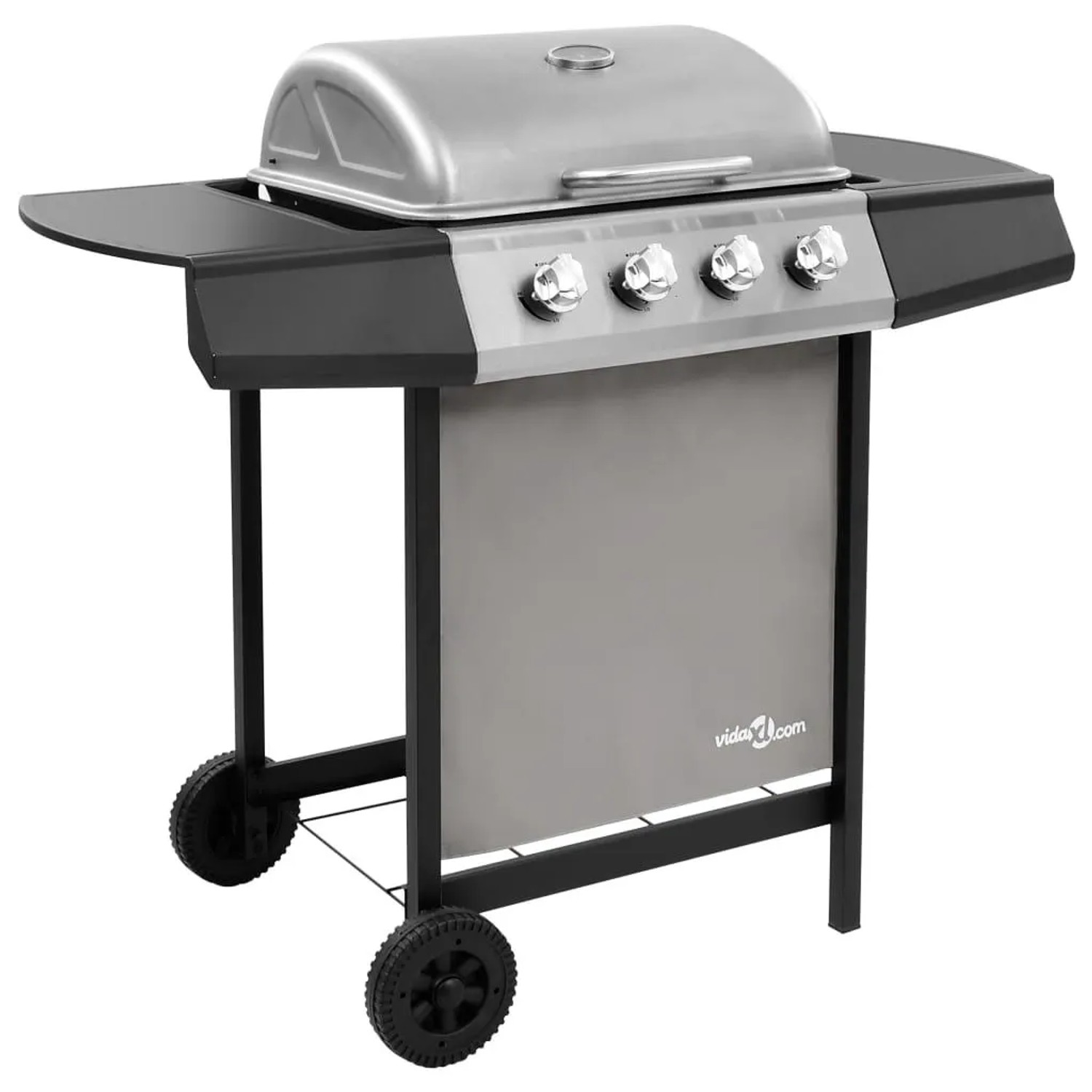 vidaXL Gasgrill mit 4 Flammen Schwarz und Silbern 48546