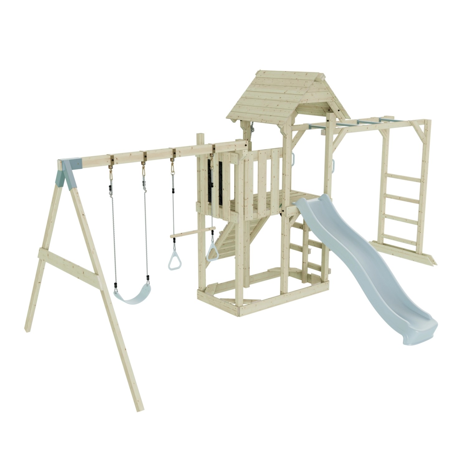 OutdoorToys Spielturm Helsingborg mit Trapezstange Eisblau