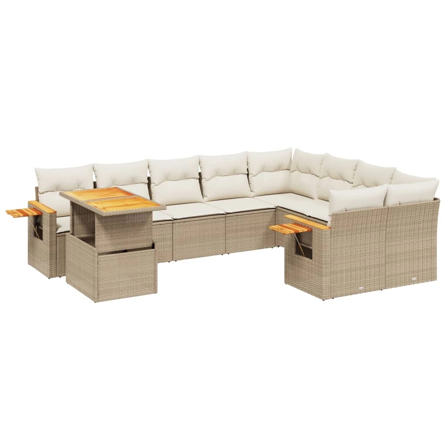 vidaXL 10-tlg Garten-Sofagarnitur mit Kissen Beige Poly Rattan Modell 213 günstig online kaufen