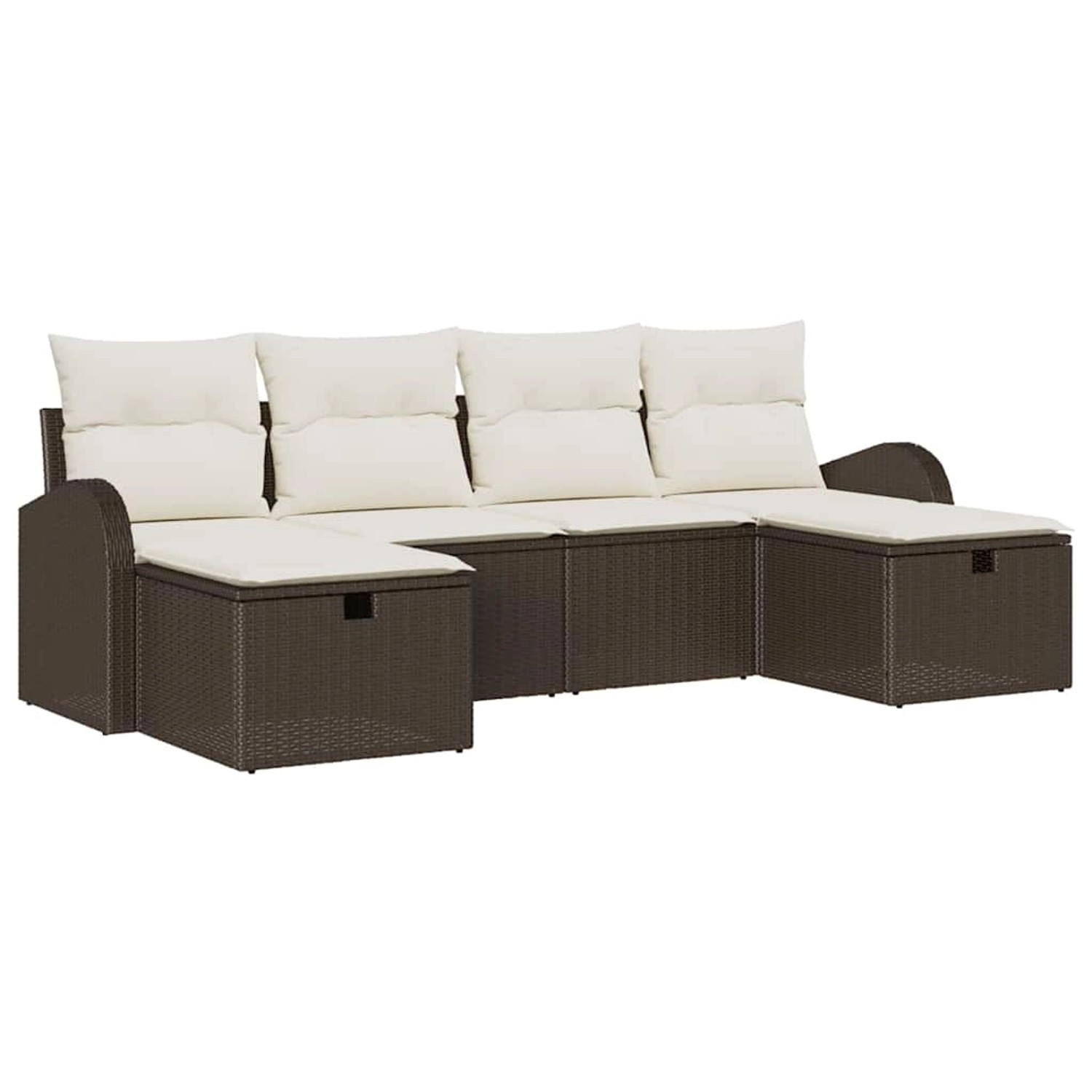 vidaXL Garten-Sofa-Set mit Kissen mit Speicher 6-Tlg Braun Poly Rattan 3360 günstig online kaufen