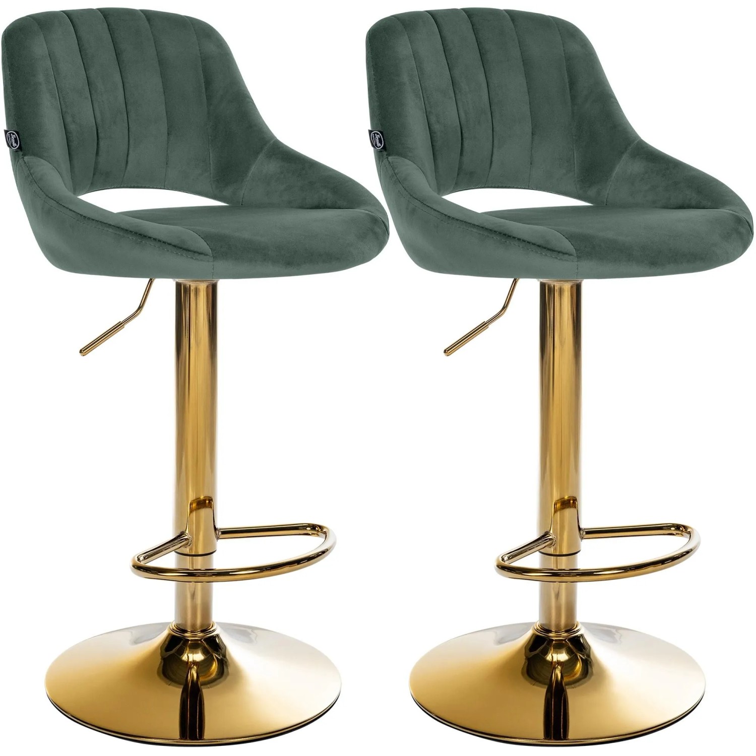 CLP 2er Set Barhocker Milet Samt Metall Gold/Grün
