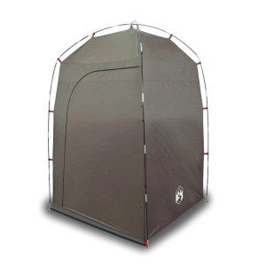 Braunes vidaXL Duschzelt für Camping mit Reißverschluss-Eingang.