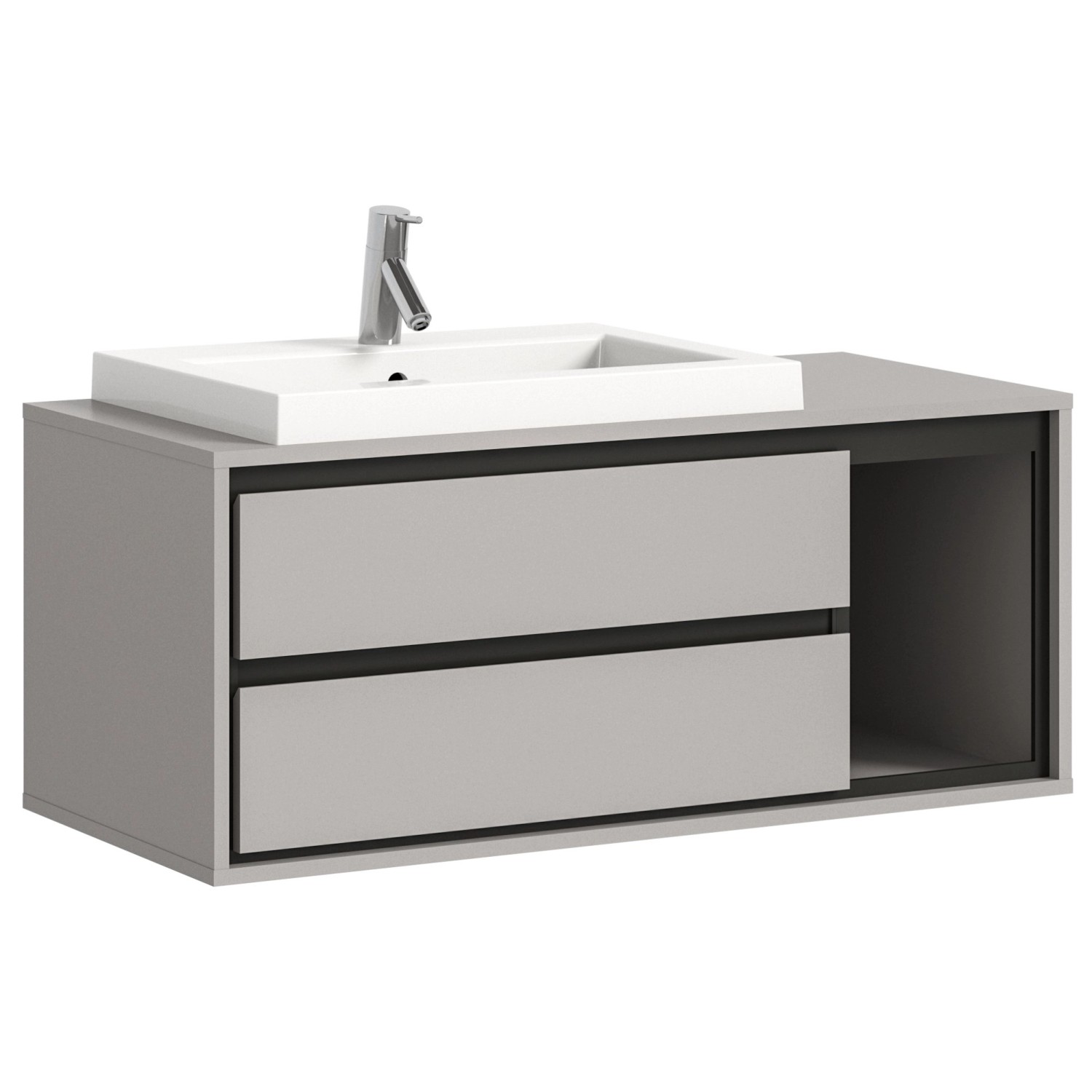 Waschtisch inkl. Waschbecken 100 cm x 48 cm x 48 cm Grau günstig online kaufen