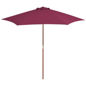Bordeauxroter Sonnenschirm mit Holz-Mast, 270 cm Durchmesser. Ideal für Garten & Terrasse, bietet UV-Schutz.