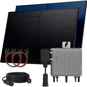 SUNNIVA Balkonkraftwerk 1000W mit Wechselrichter, Solarmodule, Kabel und Zubehör.