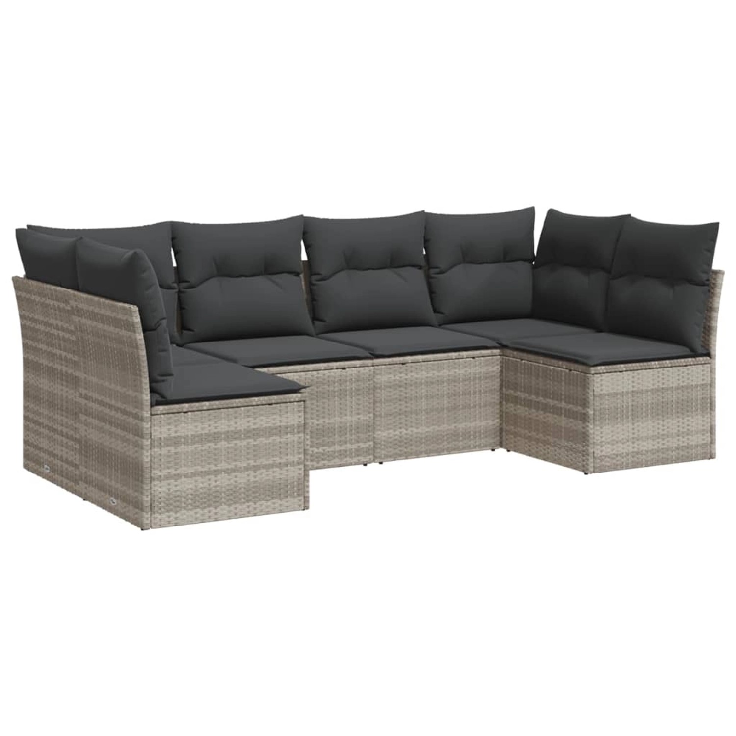 vidaXL 6-Tlg Garten-Sofagarnitur mit Kissen Hellgrau Poly Rattan 3249231 günstig online kaufen