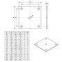 Quadratische SOTECH Anschweißplatte aus Stahl, 150x150x8 mm, mit 5 Befestigungslöchern Ø11 mm. Ideal für Pfostenträger.