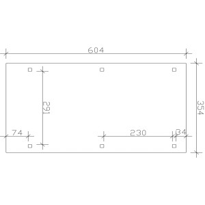 Technische Zeichnung des Skan Holz Einzelcarports, Nussbaum, mit Maßangaben.