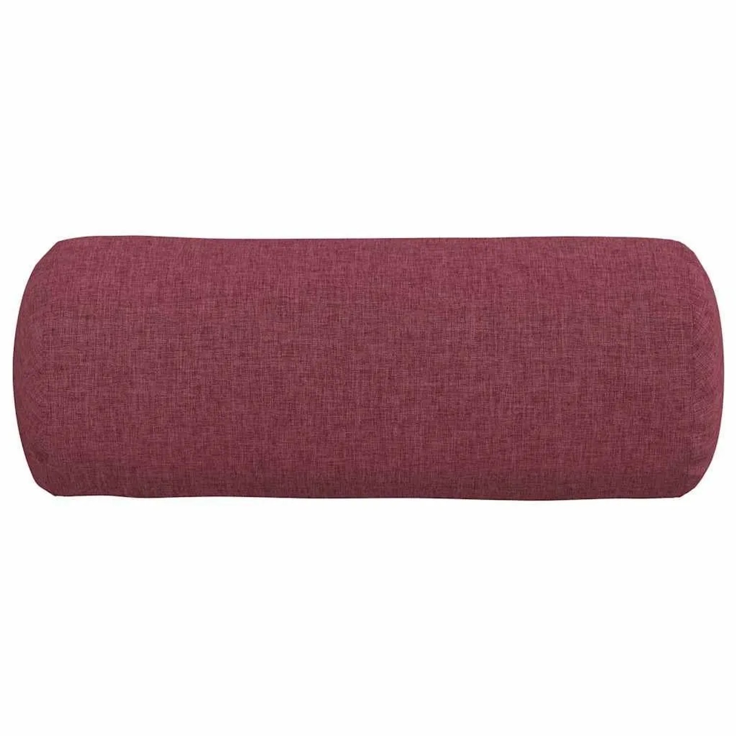 Weinrotes Bolsterkissen aus Stoff. Zylindrisches Kissen für Wohnzimmer und Schlafzimmer.