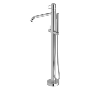 Freistehende Wannenarmatur Stella in Chrom mit Handbrause für Bodenmontage.