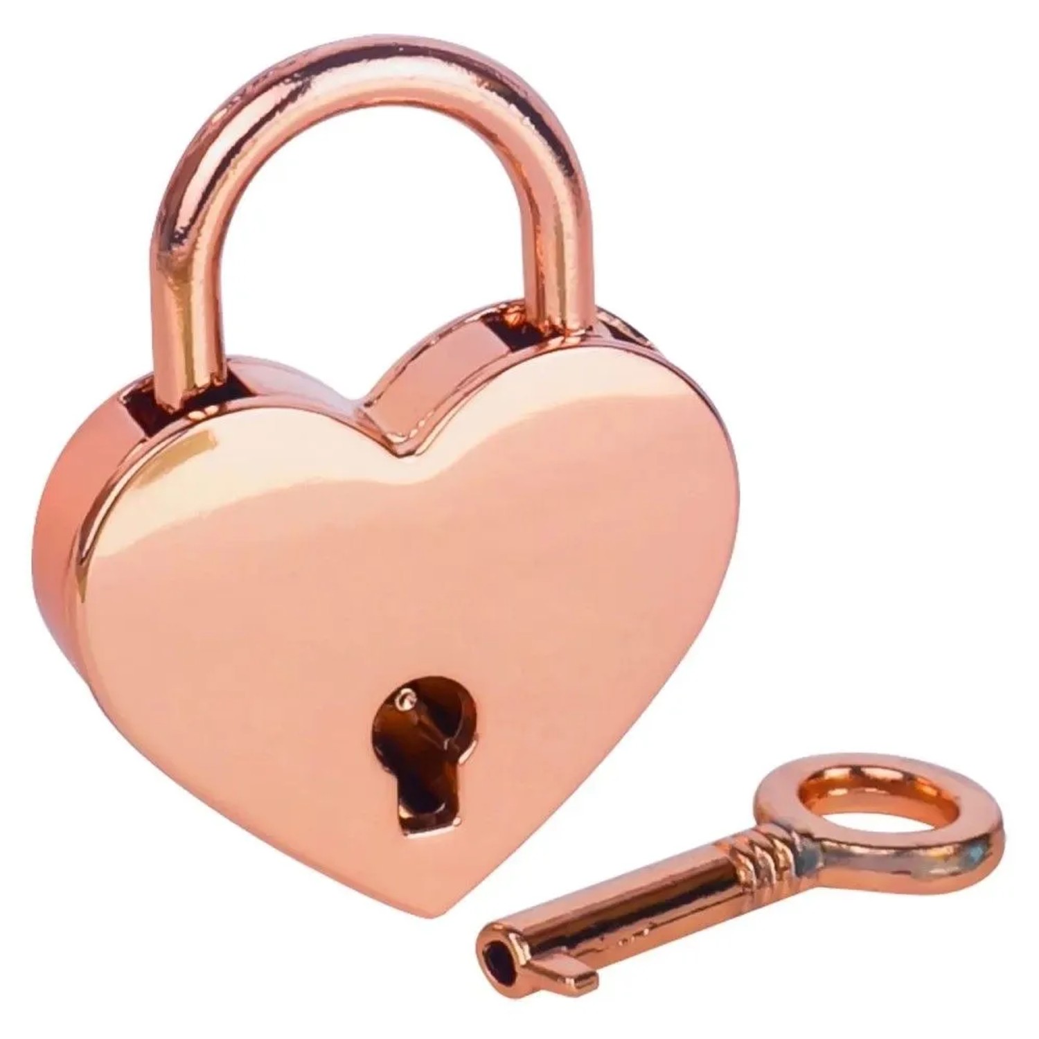HMF 6493-39MM-23 Mini Deko Vorhängeschloss mit Schlüssel in Herzform 39 x 30 x 7 mm Gold