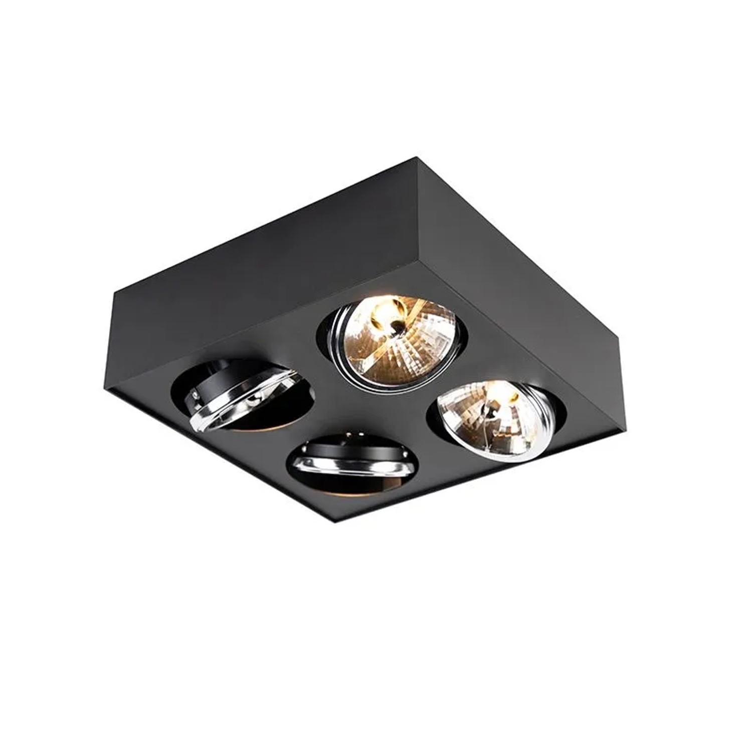 QAZQA Design Spot Schwarz Quadratisch 4 Flammig Kaya