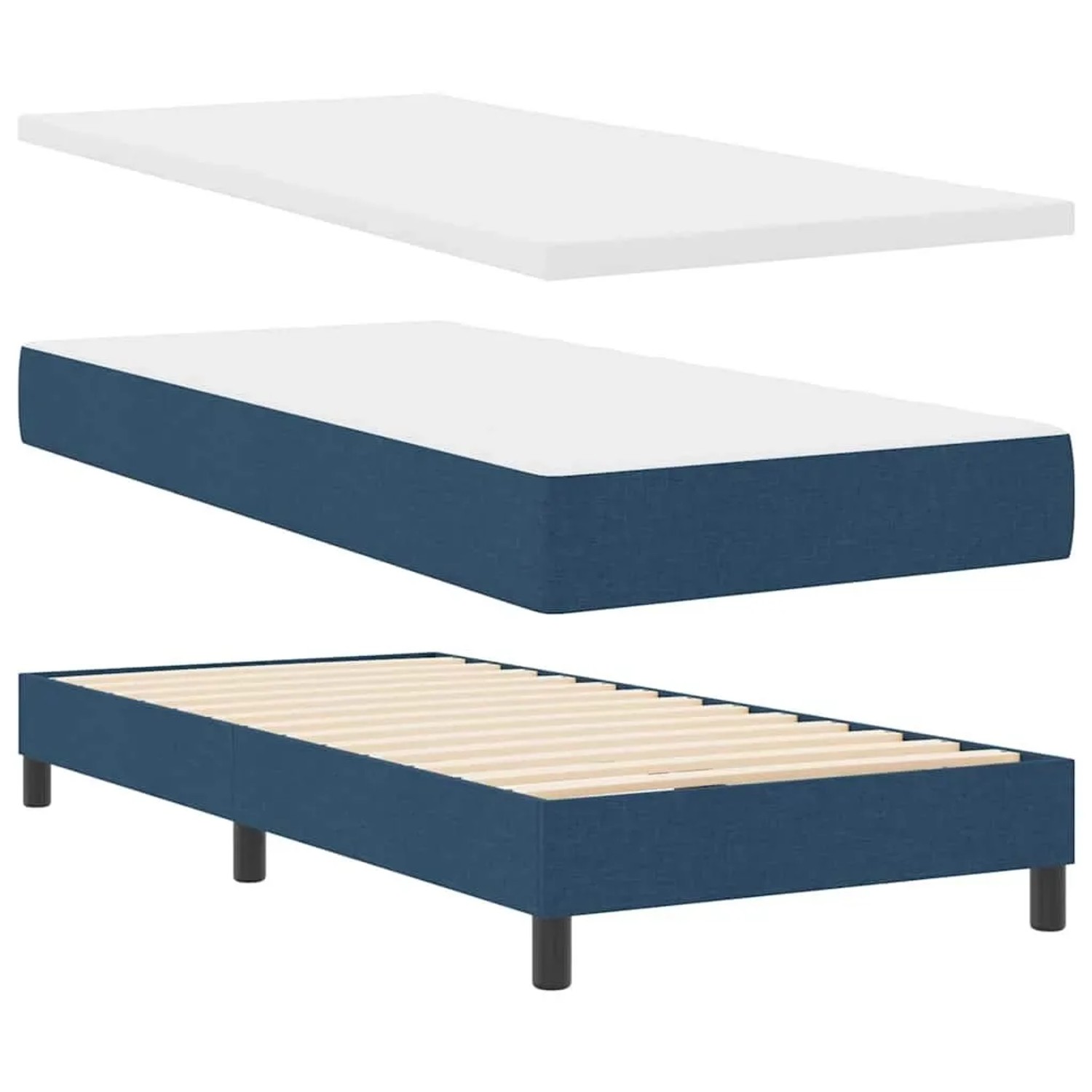 vidaXL Boxspringbett mit Matratze Blau 100 x 200 cm Stoff 3340079 günstig online kaufen