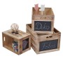 MCW Holzkiste E11 3er-Set, naturbraune Aufbewahrungsboxen mit Tafelfront im Shabby-Look.