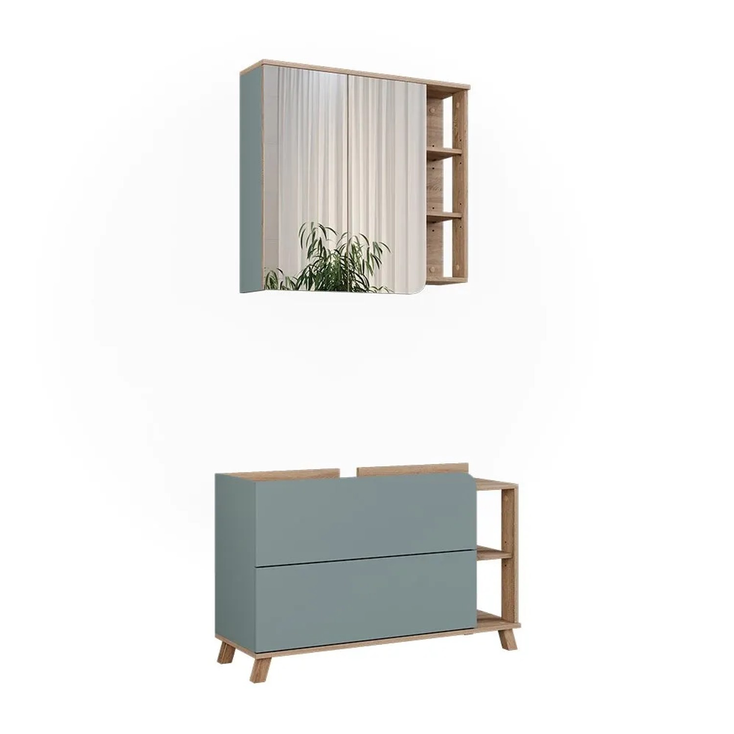 Vicco Badmöbel-Set Karen Sonoma/Blau 100 x 65 2-teilig