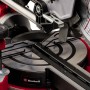 Detailaufnahme: Einhell TE-SM 8 L Dual Zug-Kapp-Gehrungssäge mit Sägeblatt und Drehtisch.