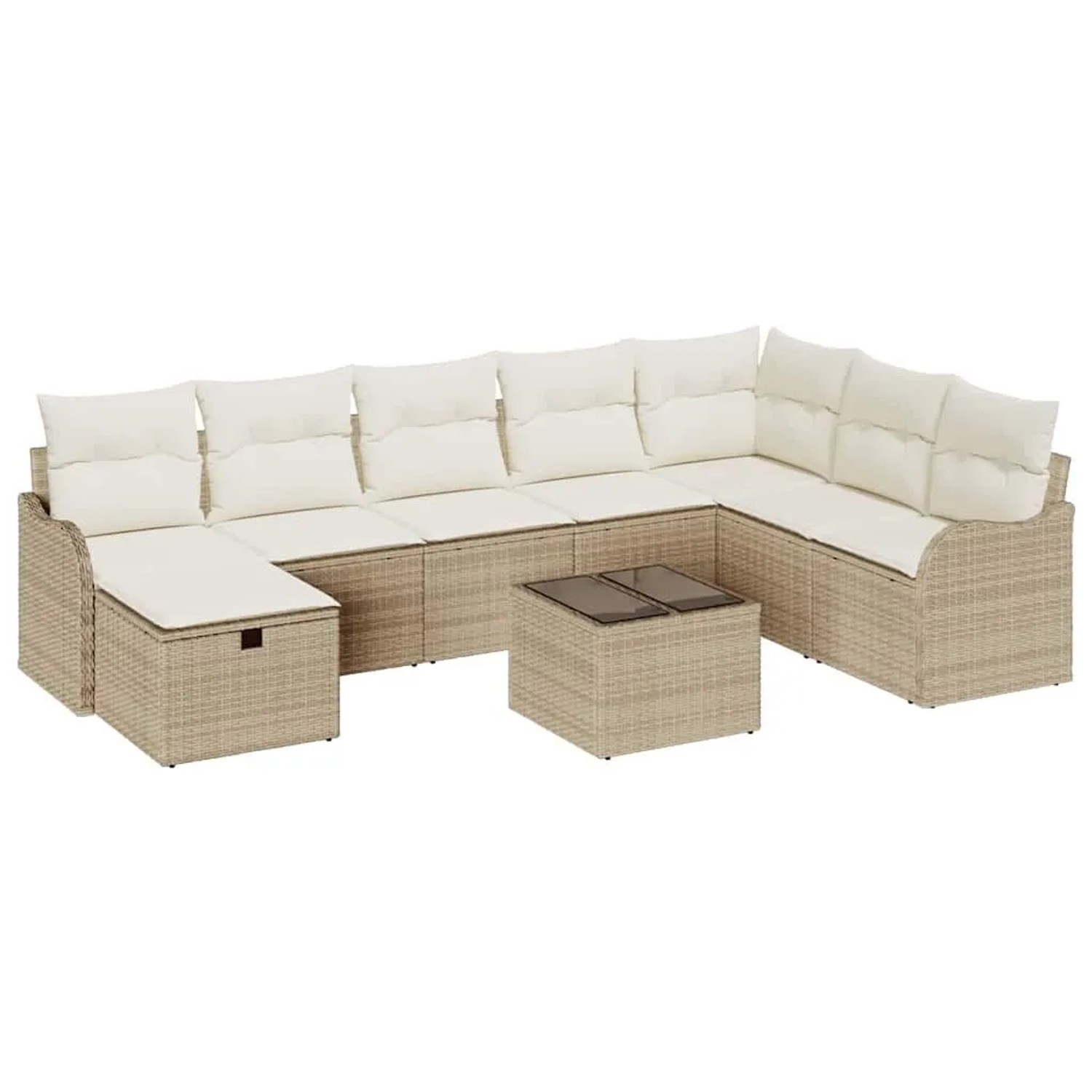 vidaXL Sofa Set mit Kissen 9-Tlg Beige und Creme Poly-Rattan 3359040