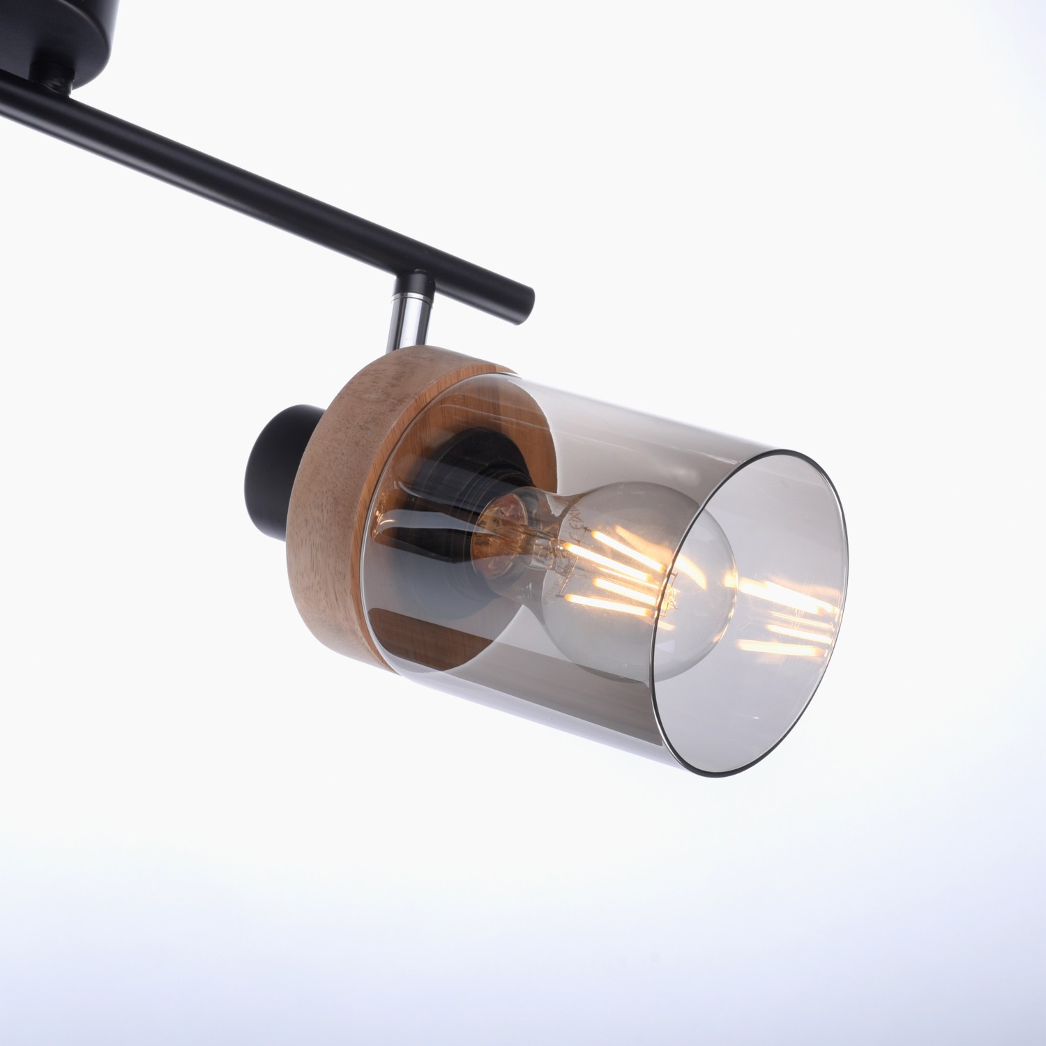 Just Light Pasqual Wand- und Deckenleuchte, 2-flammig, schwarz mit Rauchglas