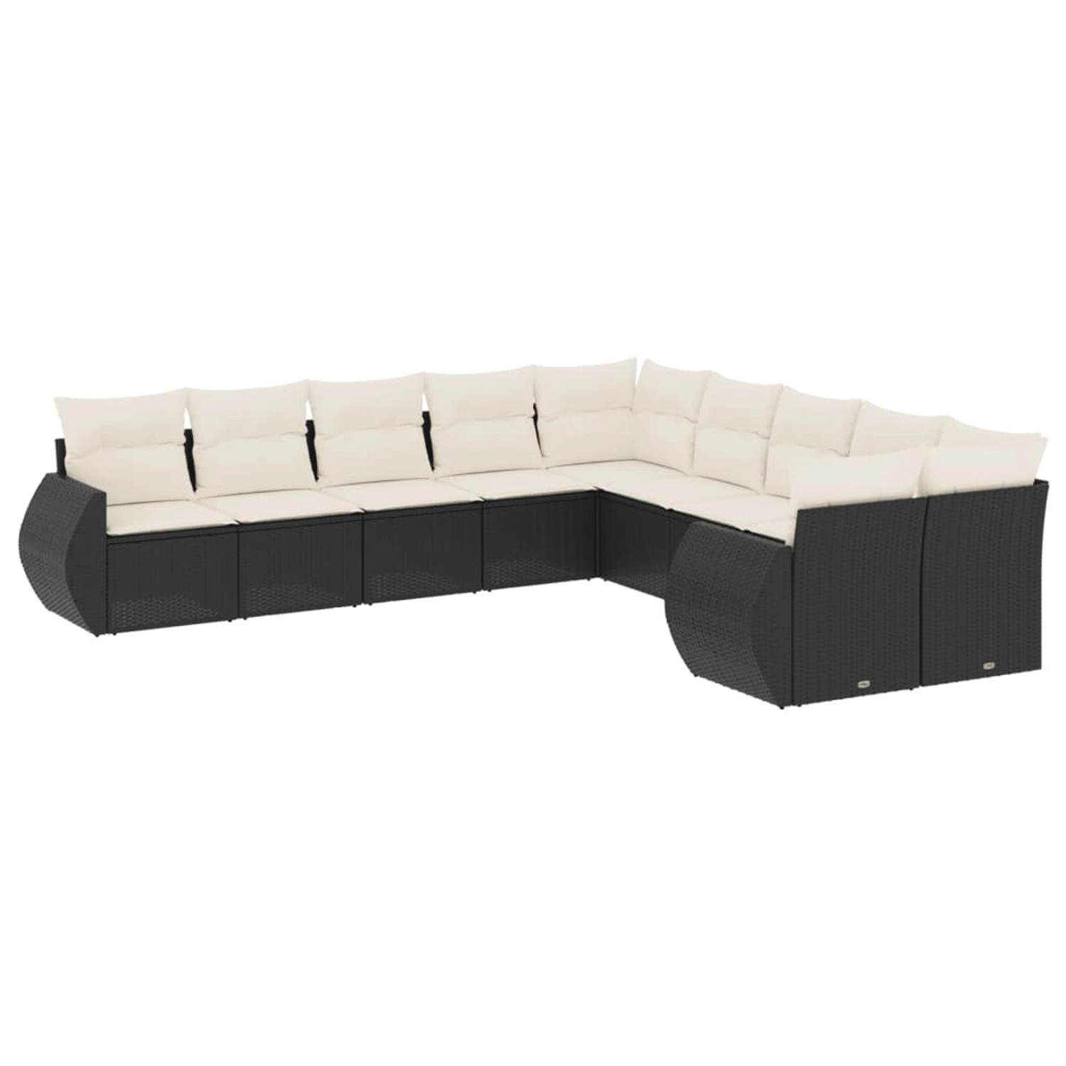 vidaXL 10-Tlg Garten-Sofagarnitur mit Kissen Schwarz Poly Rattan 3254243 günstig online kaufen