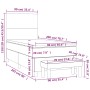 vidaXL Boxspringbett dunkelbraun (90x200 cm) mit Matratze und Bank. Schemazeichnung mit Maßen.
