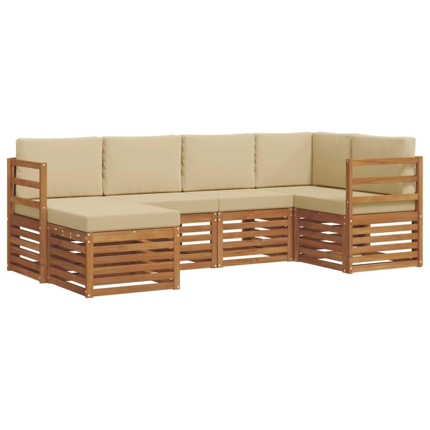 vidaXL Sofagarnituren 6 Tlg Natur und Beige Massivholz Akazie 3375073