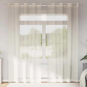 vidaXL Voile Vorhänge mit Ösen 2 Stk Creme 140x245 cm 4102074