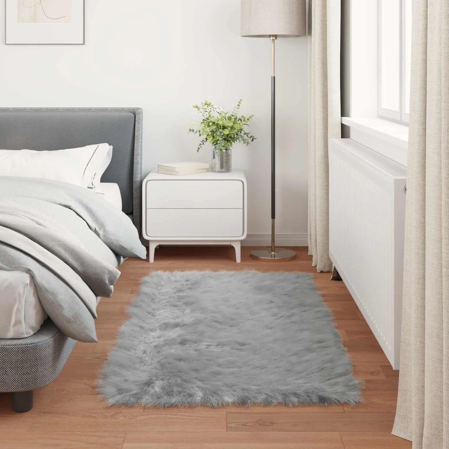 vidaXL Kunstschaffell Teppich Tafalla Grau 60 x 110 cm Polyester 42021521_4