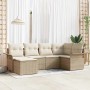 Beiges 6-tlg. vidaXL Garten-Sofa-Set aus Poly Rattan mit Kissen.