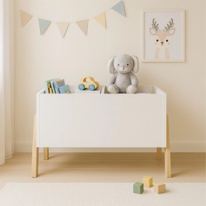 Relaxdays Bücherregal für Kinder Holzwerkstoff Kiefernholz Weiß Natur Offen 40 cm x 66,5 cm x 34,5 cm