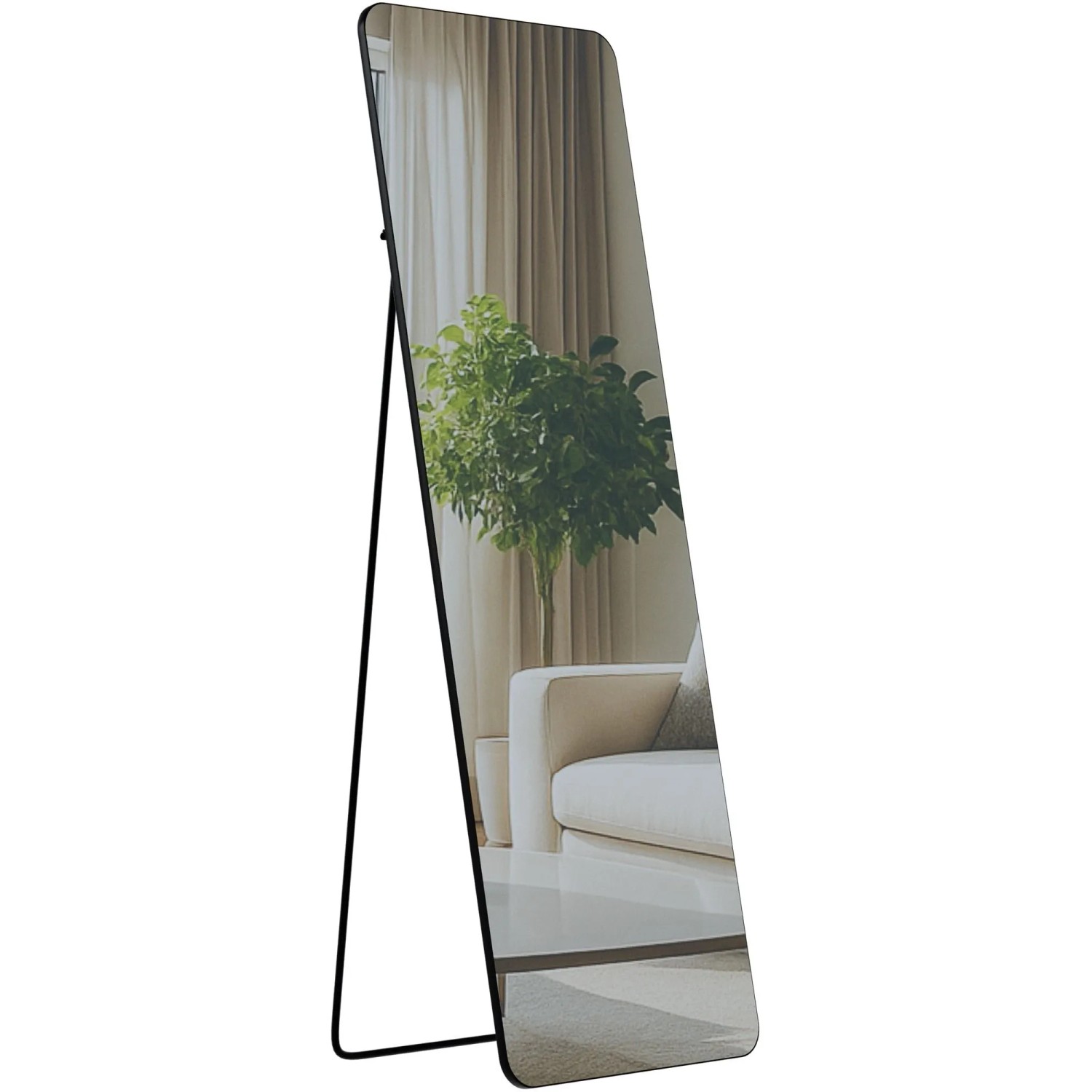 DELUKE Standspiegel MURCIA Glas Schwarz-matt 50x3x150cm Ganzkörperspiegel Freistehender Spiegel Groß Schlafzimmer