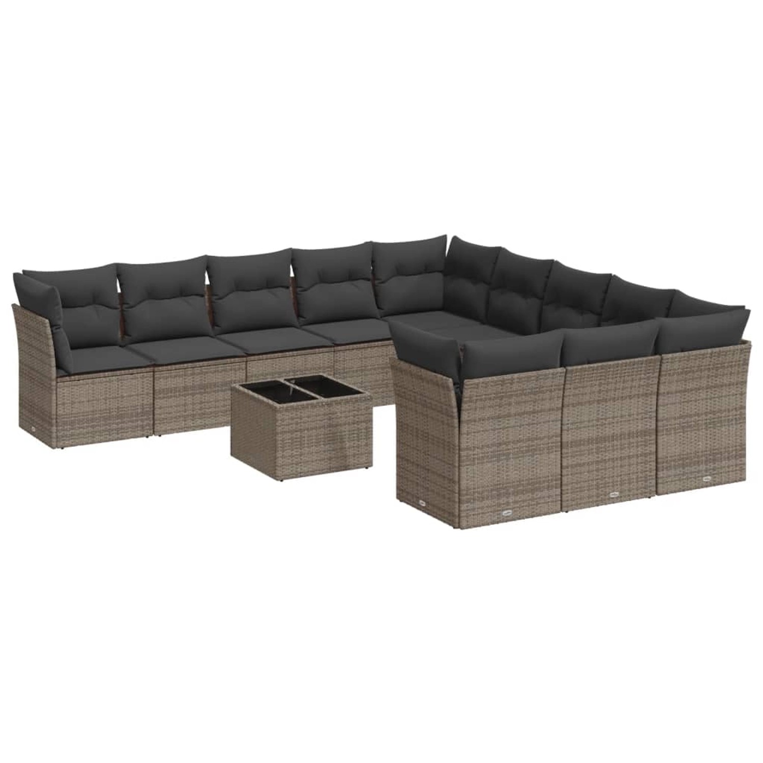 vidaXL 12-tlg Garten-Sofagarnitur mit Kissen Grau Poly Rattan Modell 29 günstig online kaufen