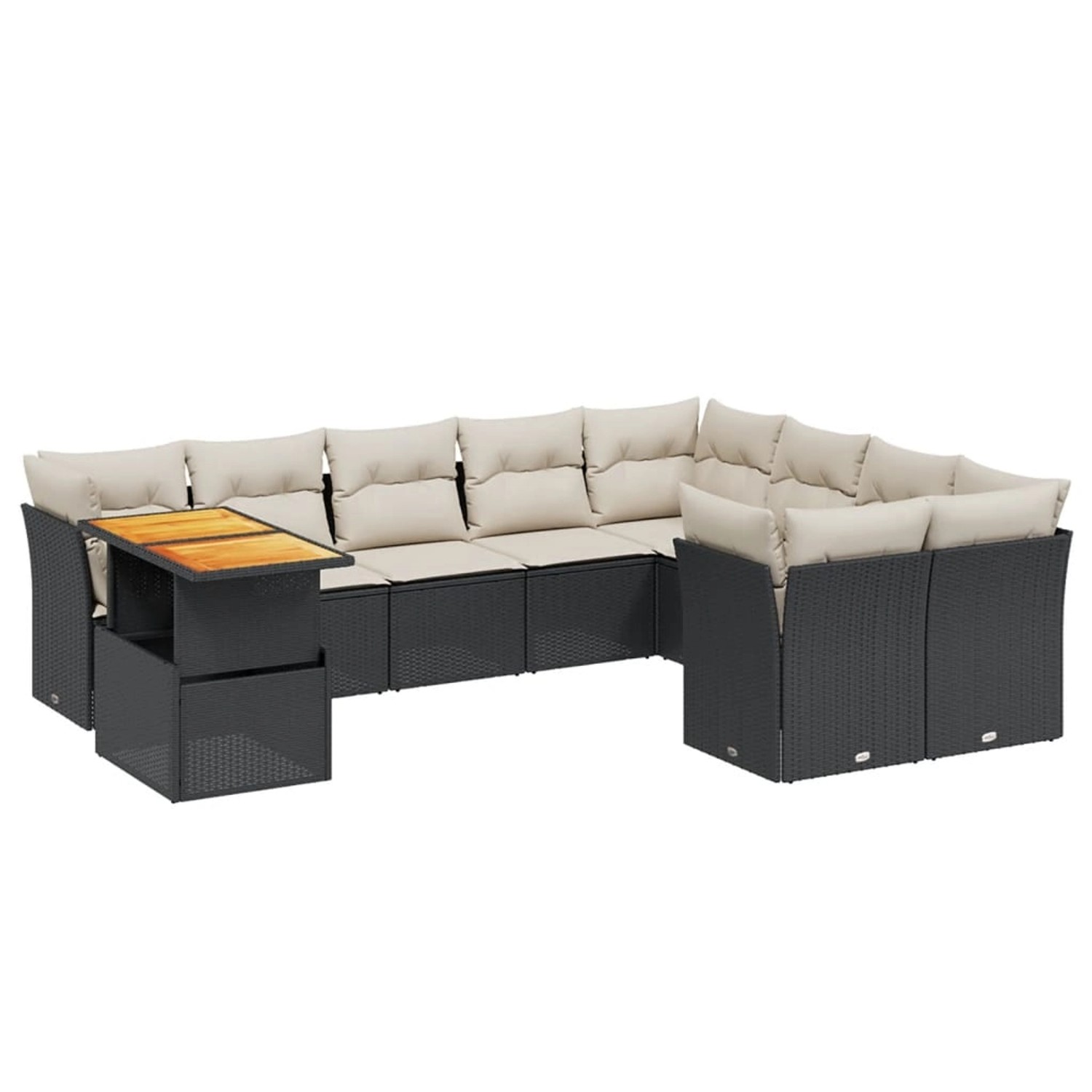 vidaXL 10-Tlg Garten-Sofagarnitur mit Kissen Schwarz Poly Rattan 3271014 günstig online kaufen