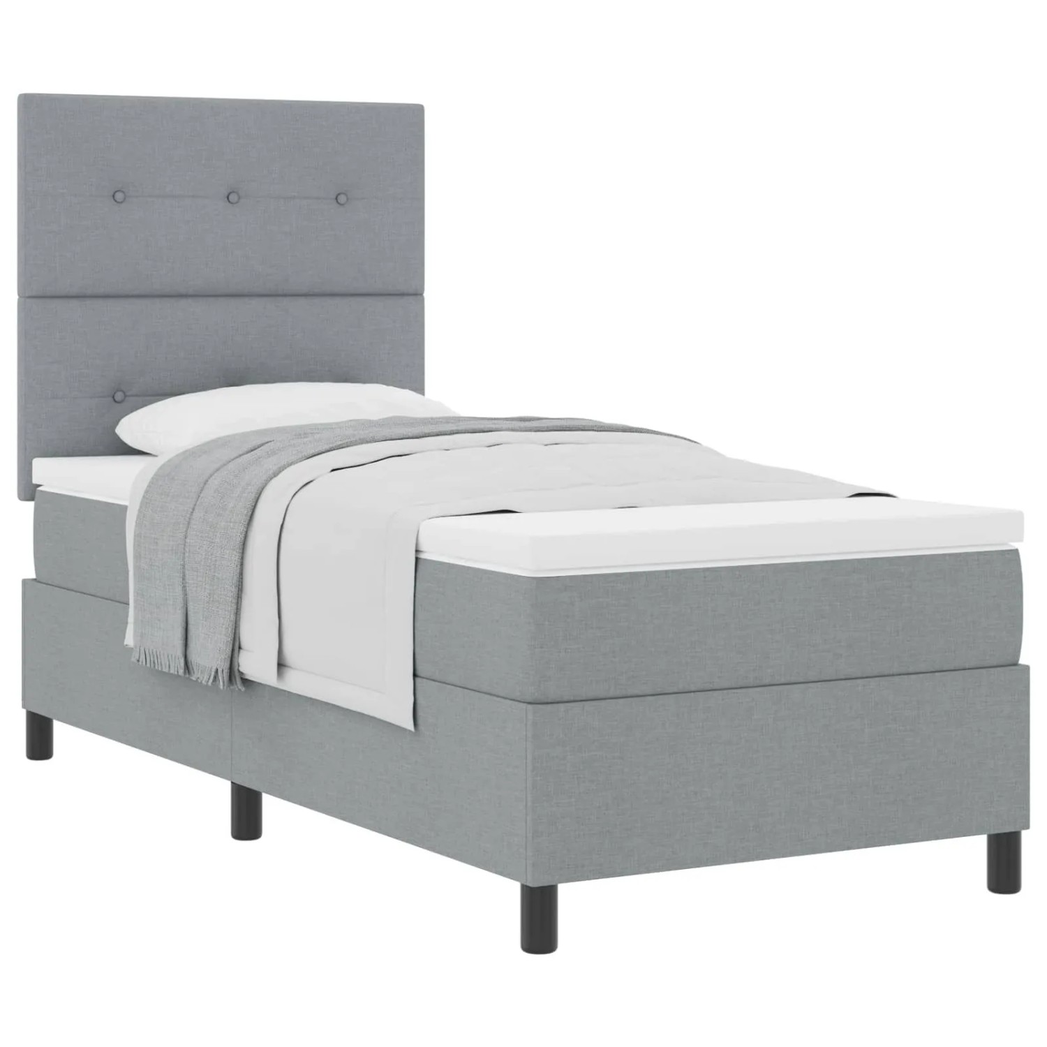 vidaXL Boxspringbett mit Matratze Hellgrau 90 x 190 cm Stoff 3339350