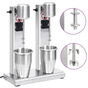 vidaXL Milchshake-Mixer mit Zwei Bechern Edelstahl 2 L 51086