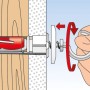 Illustration: Fischer Duotec Kippdübel 10 S PH mit Schraube in Anwendung.