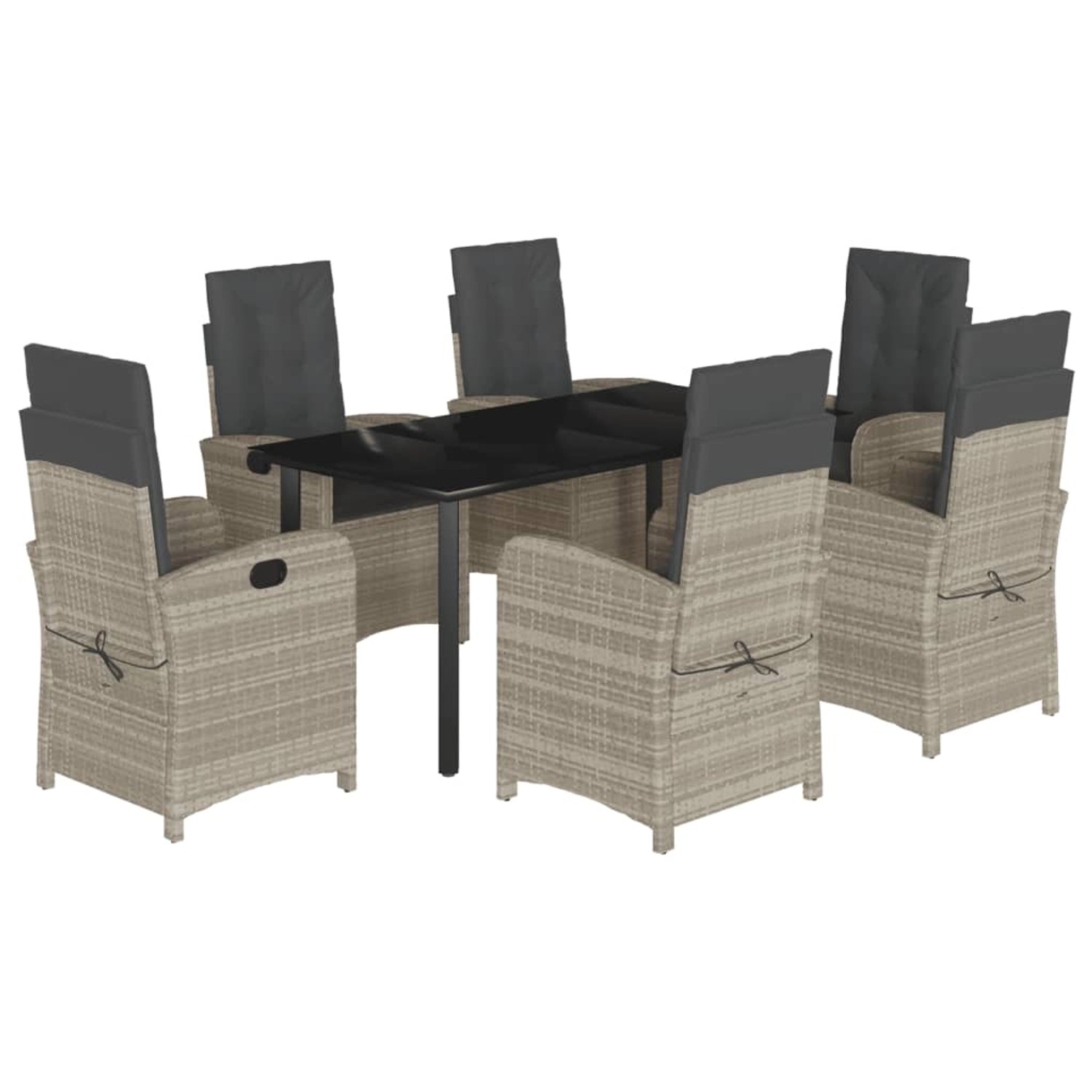vidaXL 7-Tlg Garten-Essgruppe mit Kissen Hellgrau Poly Rattan 3212425 günstig online kaufen