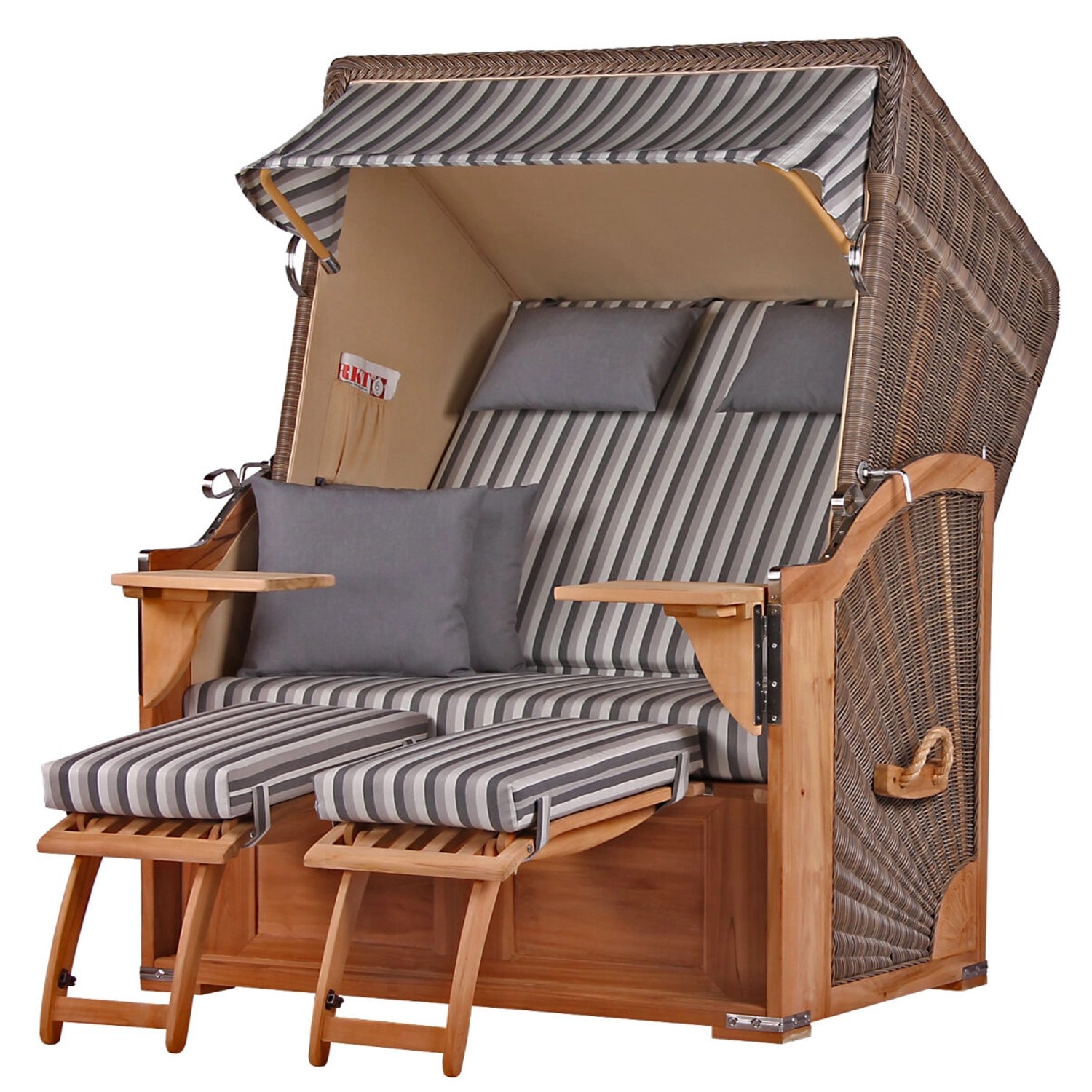 bene living Strandkorb Komplettset Schaalsee Teak PE grau Modell 545 günstig online kaufen