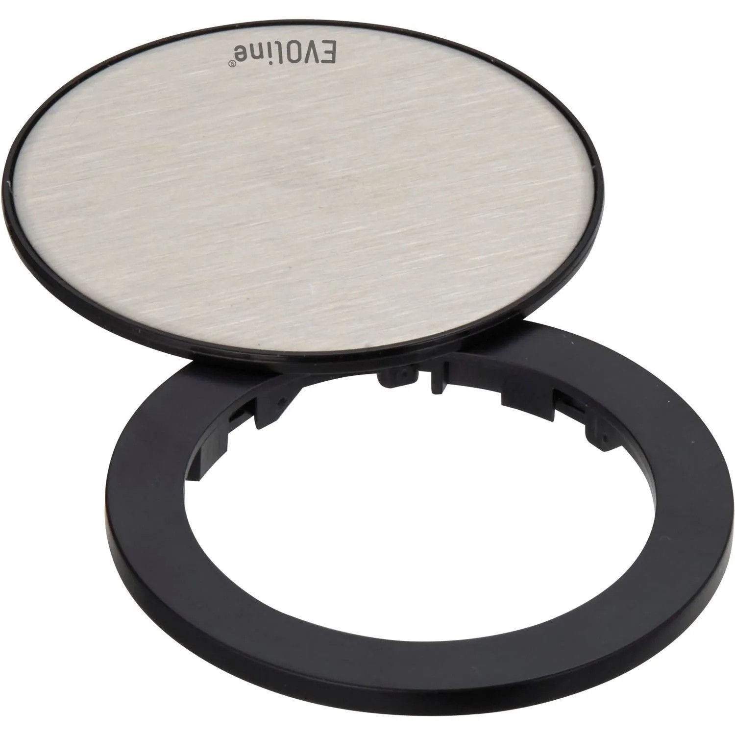 Evoline One Abdeckring mit Drehdeckel ø 59 mm für Einbausteckdose Edelstahl-Effekt Schwarz
