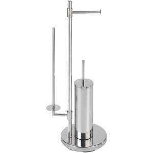 Wenko Stand WC-Garnitur Universalo Neo aus Edelstahl mit WC-Bürste und Papierhalter.