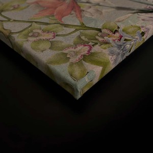 Buntes Wandbild mit Blumen im Vintage-Stil. Botanisches Leinwandbild für Schlafzimmer, 60x90 cm.