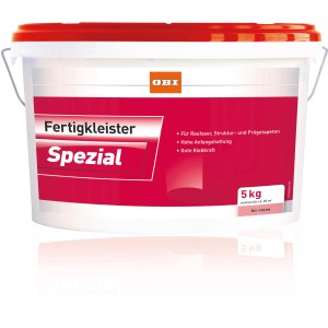 Eimer OBI Fertigkleister Spezial, 5 kg, für Rauhfaser-, Struktur- und Prägetapeten.