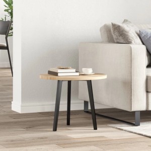 Runde Tischplatte aus unbehandeltem Akazienholz, Ø50 cm, ideal für Beistelltische im Wohnbereich.