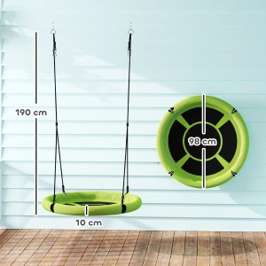 AIYAPLAY Kinderschaukel, Nestschaukel in Grün/Schwarz, mit Maßen. Ideal für Spiel & Spaß im Garten.