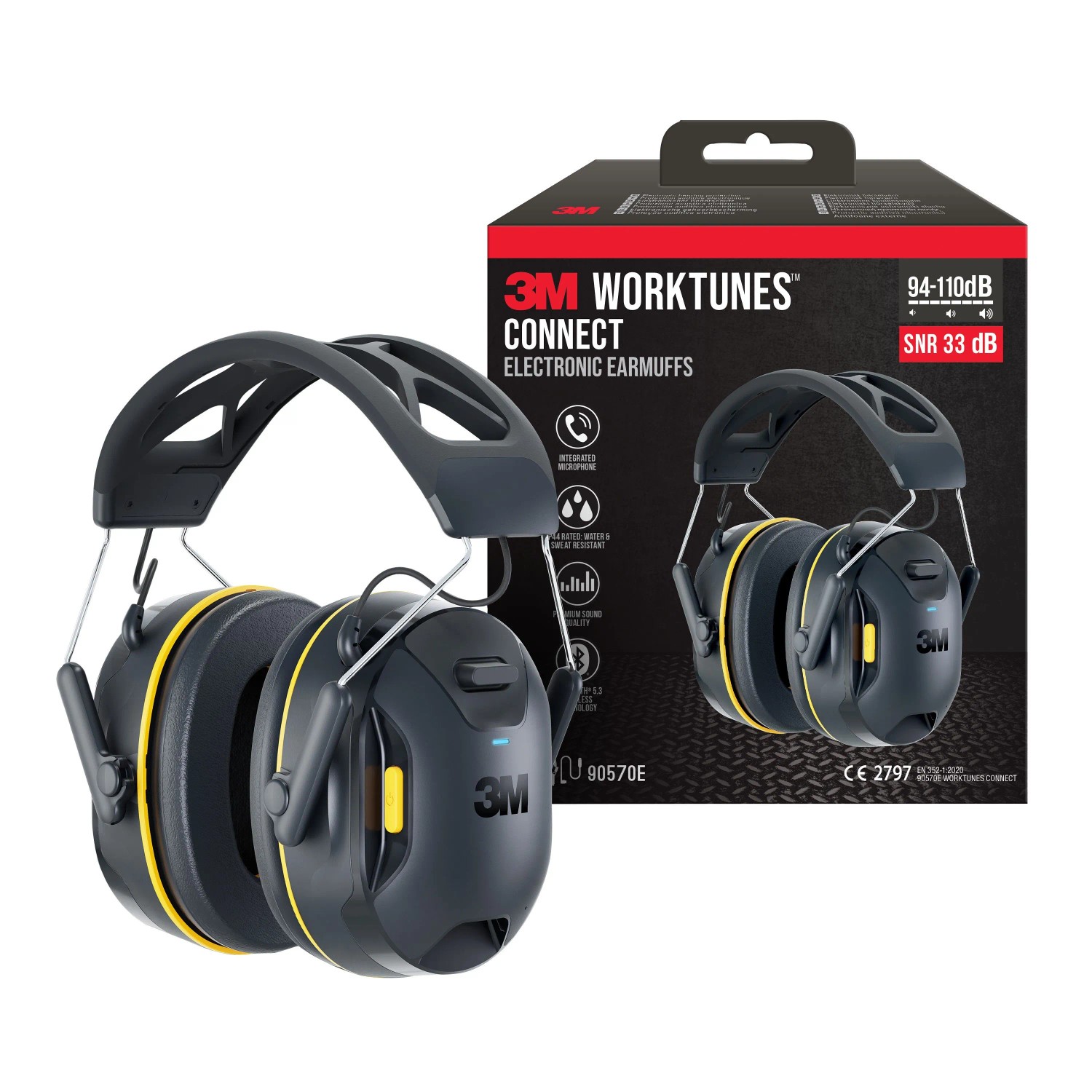 3M Kapselgehörschutz WorkTunes Connect mit Bluetooth Schwarz