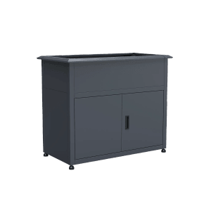 Westmann Metall-Hochbeet Plexa anthrazit, 50x100x85cm mit Stauraum.