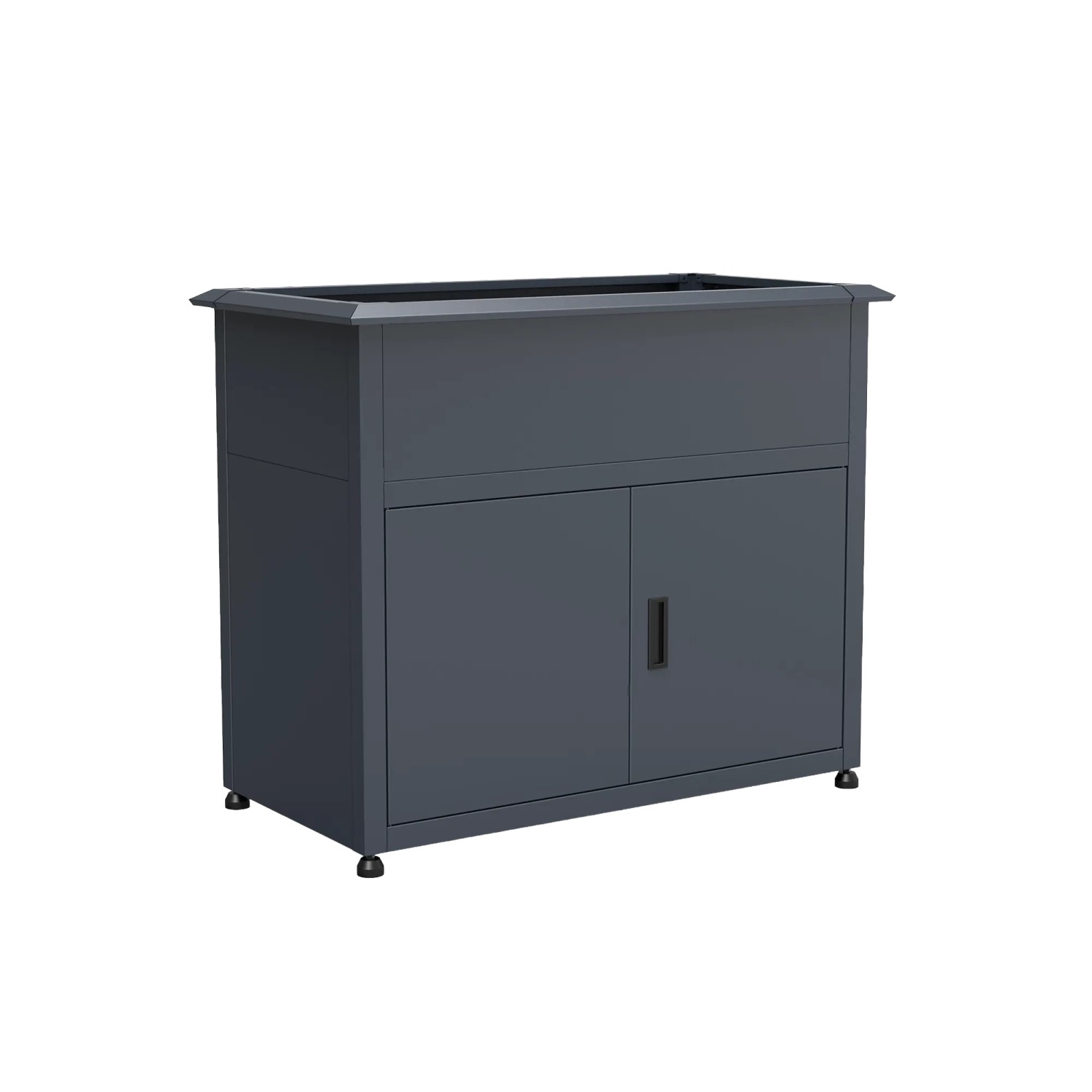 Westmann Metall-Hochbeet Plexa anthrazit, 50x100x85cm mit Stauraum.
