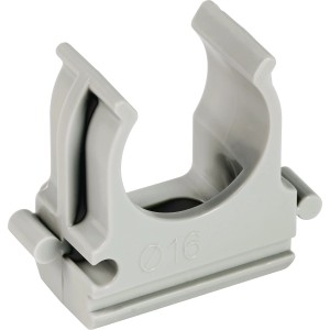 Graue Klemmschelle EN 16 (10er-Pack) zur Befestigung von Leerrohren.