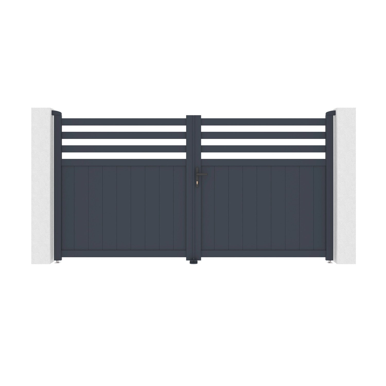 Casanoov Flügeltor 3M Nevis H 160Cm & 2 Pfosten H 190Cm Aluminium Grau günstig online kaufen