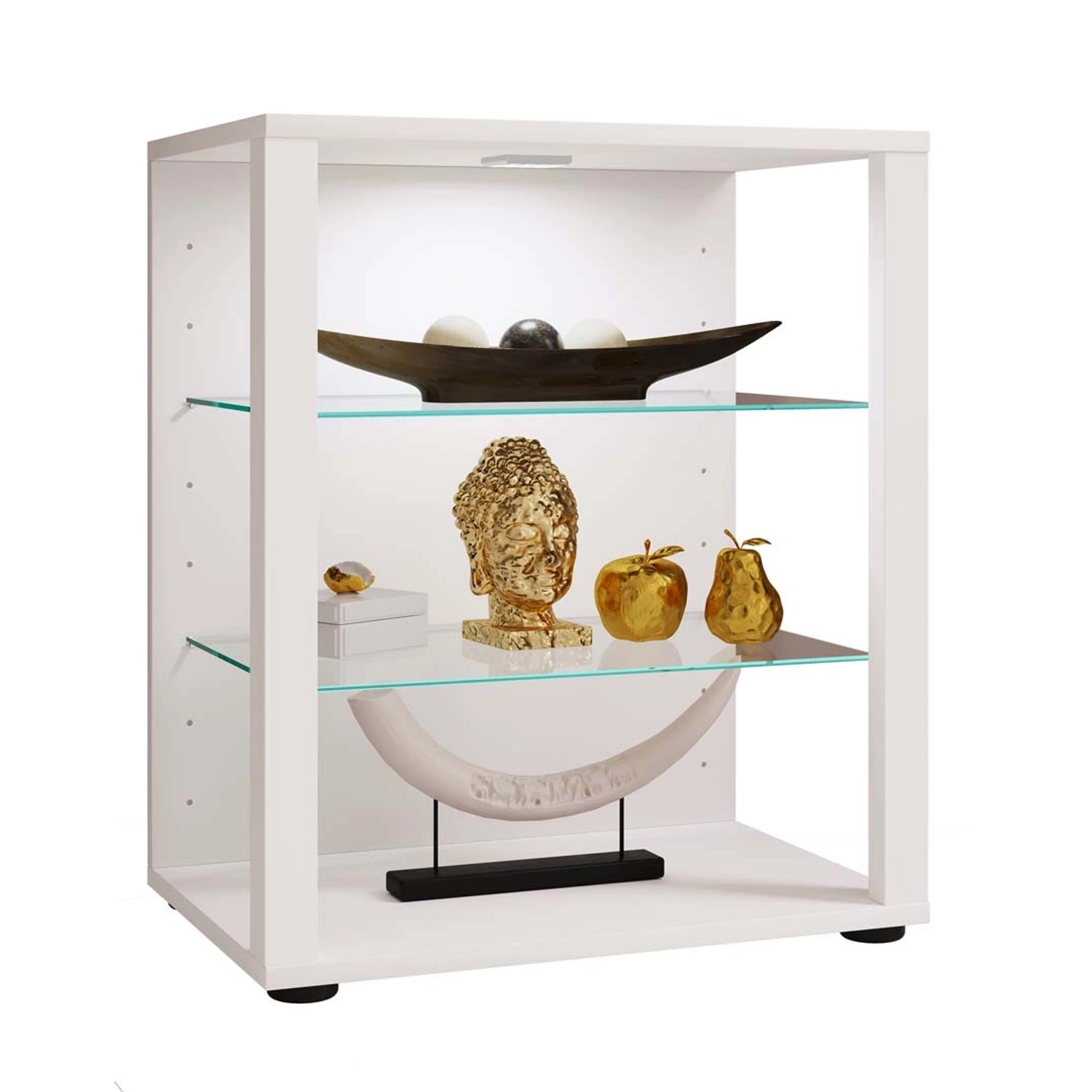 ebuy24 GlasolS Vitrinenschrank 3 Ablagen Weiß günstig online kaufen